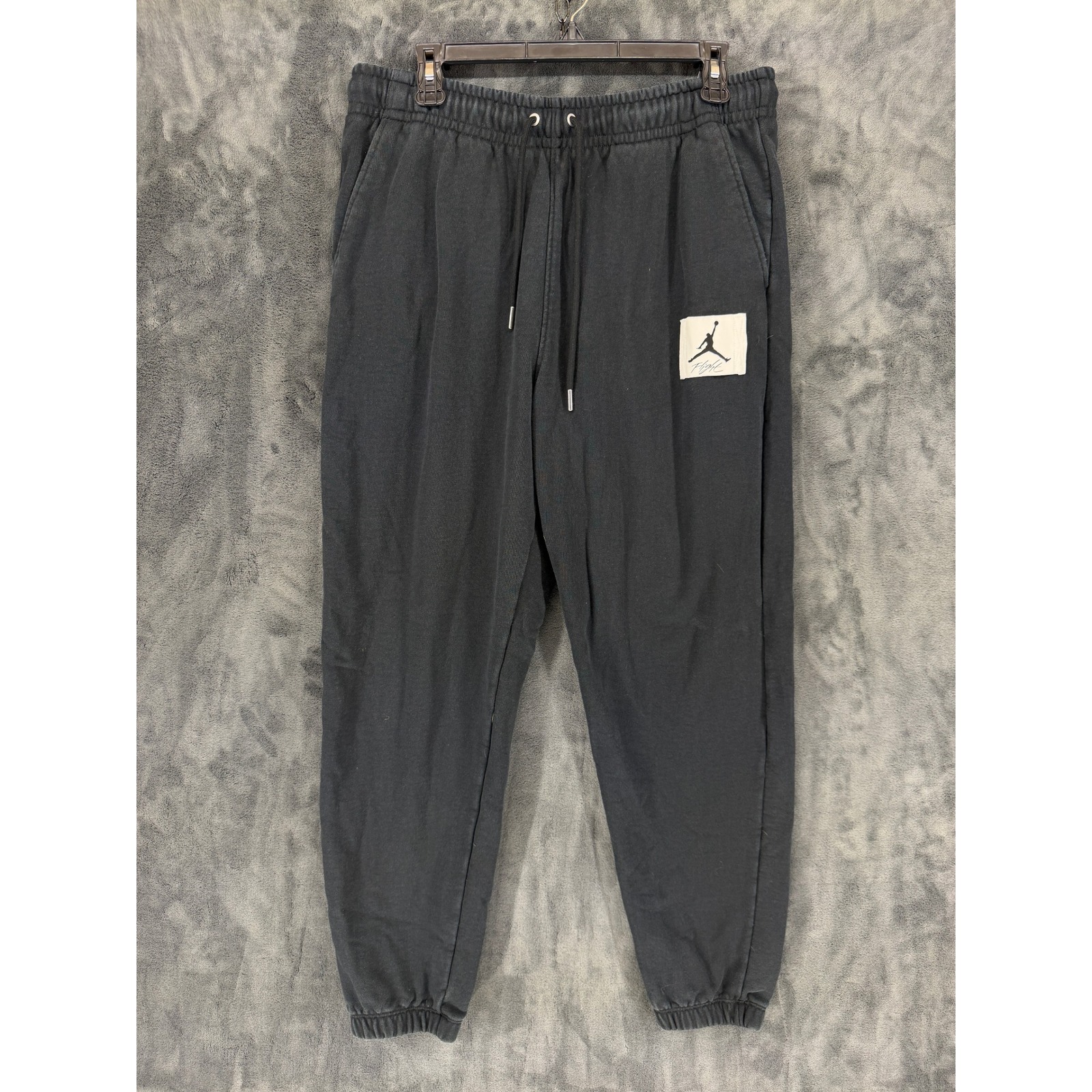 Jordan Flight Fleece Pants Mens Large Black Washed Joggers Dq7468-010 Cotton